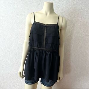 Madewell 100% Silk Black Babydoll spaghetti strap Tank Size L